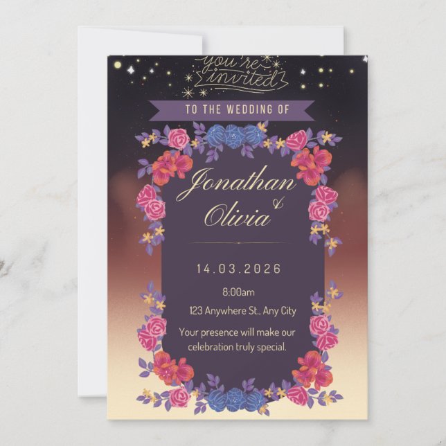 Elegant Floral Wedding Invitation Card – Romantic  Inbjudningar (Framsida)