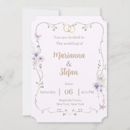 Elegant Floral Wedding Invitation Editable Custom Inbjudningar