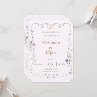 Elegant Floral Wedding Invitation Editable Custom Inbjudningar