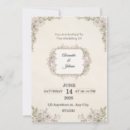 Elegant Floral Wedding Invitation | Editable Moder Inbjudningar