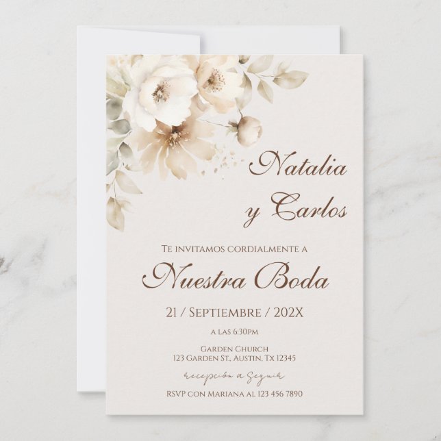 Elegant Floral Wedding Invitation Inbjudningar (Framsida)