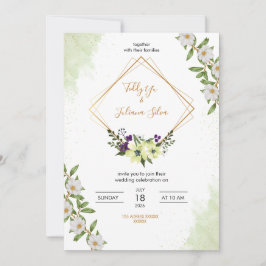 Elegant Floral Wedding Invitation Inbjudningar