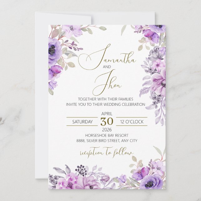 Elegant Floral Wedding Invitation Inbjudningar (Framsida)