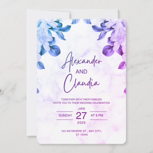 Elegant  Floral Wedding Invitation  Inbjudningar (Framsida)