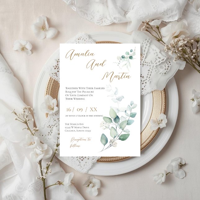 Elegant Floral Wedding Invitation Inbjudningar (Skapare uppladdad)