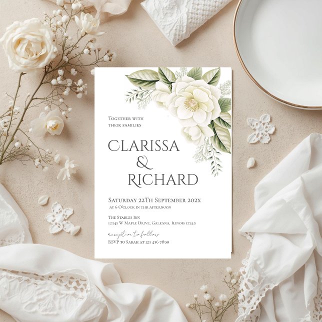 Elegant Floral Wedding Invitation Inbjudningar (Skapare uppladdad)