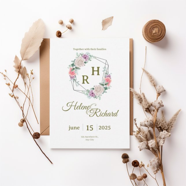 Elegant Floral Wedding Invitation  Inbjudningar (Skapare uppladdad)