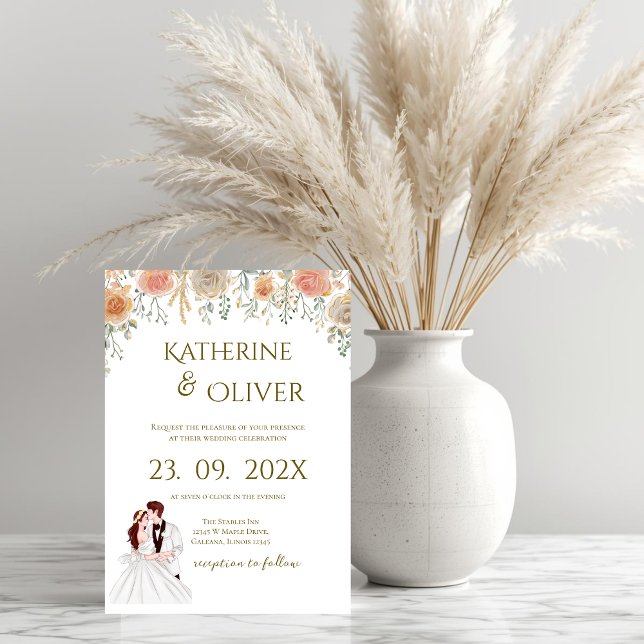 Elegant Floral Wedding Invitation Inbjudningar (Skapare uppladdad)