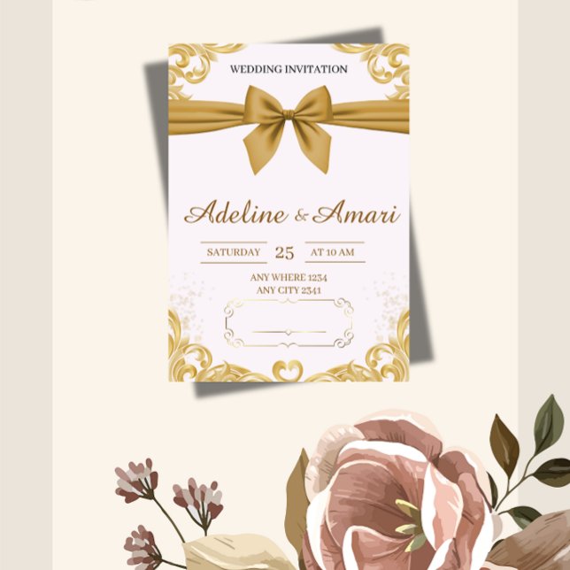 Elegant Floral Wedding Invitation Inbjudningar (Skapare uppladdad)