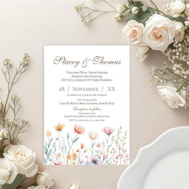 Elegant Floral Wedding Invitation Inbjudningar (Skapare uppladdad)