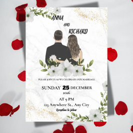 Elegant Floral Wedding Invitation Inbjudningar