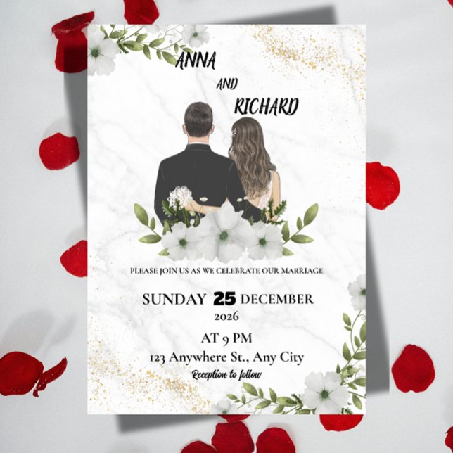 Elegant Floral Wedding Invitation Inbjudningar (Skapare uppladdad)