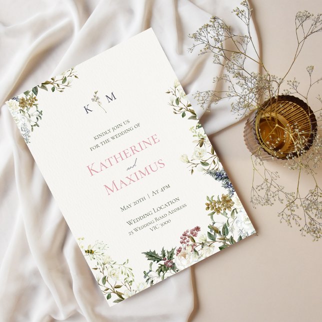 Elegant Floral Wedding Invitation Inbjudningar (Skapare uppladdad)