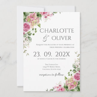 Elegant Floral Wedding Invitation Inbjudningar