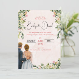 Elegant Floral Wedding Invitation Inbjudningar