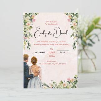 Elegant Floral Wedding Invitation Inbjudningar