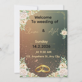 Elegant Floral Wedding Invitation Minimal & Roma Inbjudningar