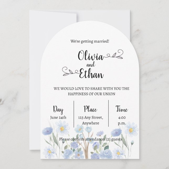 Elegant Floral Wedding Invitation – Modern Arch De Inbjudningar (Framsida)