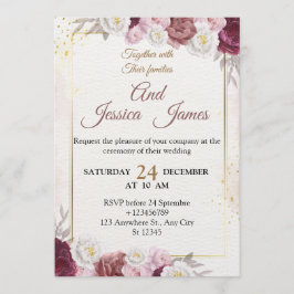 Elegant Floral Wedding Invitation Modern card Inbjudningar