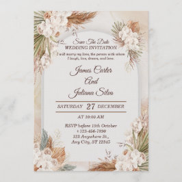 Elegant Floral Wedding Invitation Modern card Inbjudningar