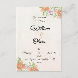 Elegant Floral Wedding Invitation | Peach & Green  Inbjudningar