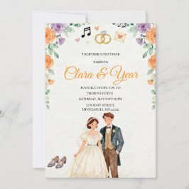 Elegant Floral Wedding Invitation | Romantic Garde Inbjudningar
