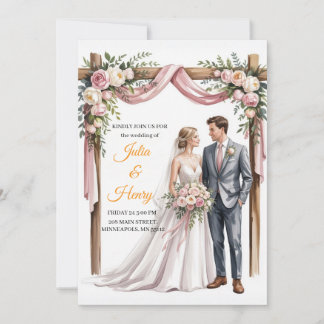 Elegant Floral Wedding Invitation | Romantic Garde Inbjudningar