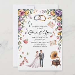 Elegant Floral Wedding Invitation | Romantic Garde Inbjudningar