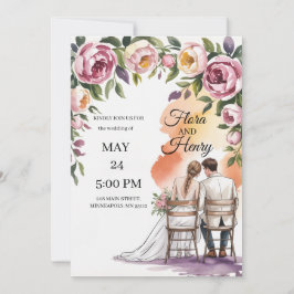 Elegant Floral Wedding Invitation | Romantic Garde Inbjudningar