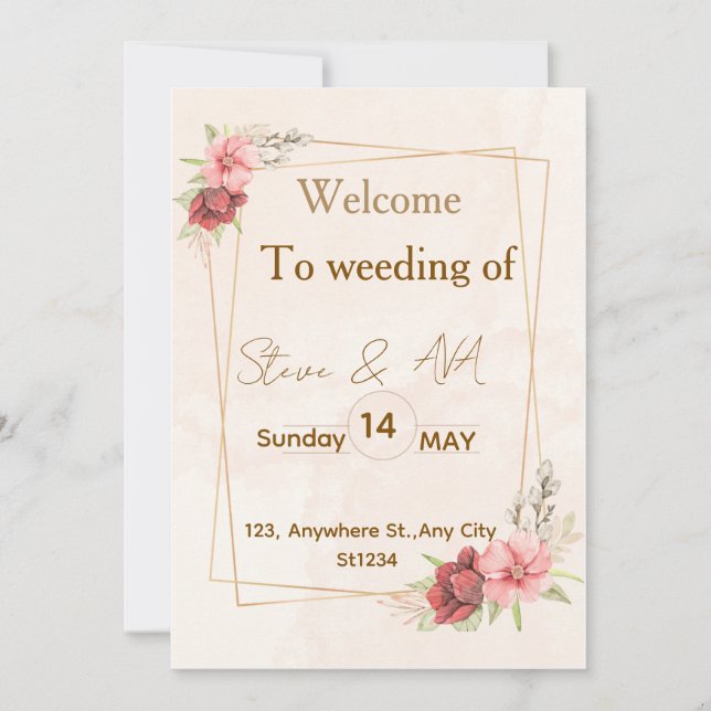 Elegant Floral Wedding Invitation ، Soft Pastel Co Inbjudningar (Framsida)
