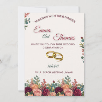 Elegant Floral Wedding Invitation Suite | Burgundy Inbjudningar
