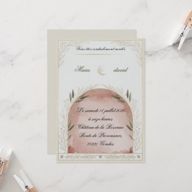 Elegant Floral Wedding Invitation Template (Fram/Back In Situ)