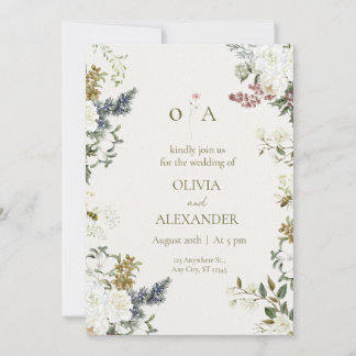 Elegant Floral Wedding Invitation Template Inbjudningar