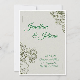 Elegant Floral Wedding Invitation Template  Inbjudningar