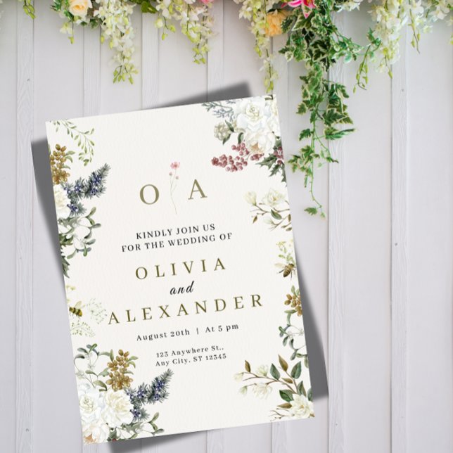 Elegant Floral Wedding Invitation | Watercolor Inbjudningar (Skapare uppladdad)