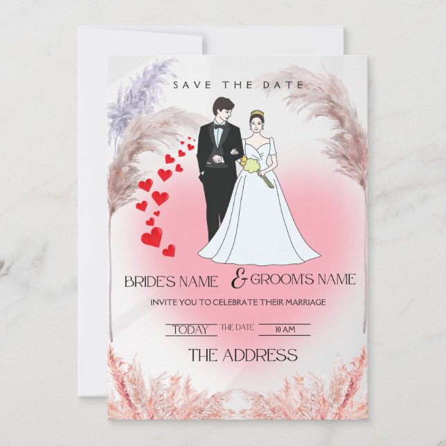  Elegant Floral Wedding Invite in Soft Pastels Inbjudningar (Framsida)