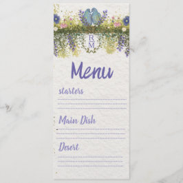 Elegant Floral Wedding Menu Card 4x9. 5 Meny