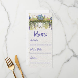 Elegant Floral Wedding Menu Card 4x9. 5 Meny