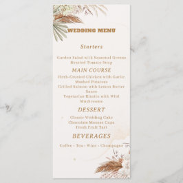 Elegant Floral Wedding Menu Card Meny