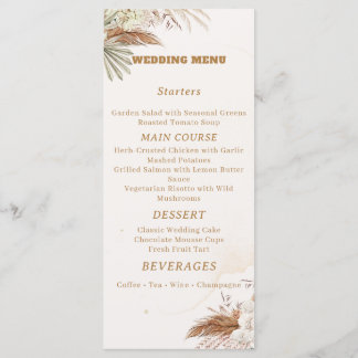 Elegant Floral Wedding Menu Card Meny