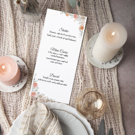 Elegant Floral Wedding Menu Card Meny