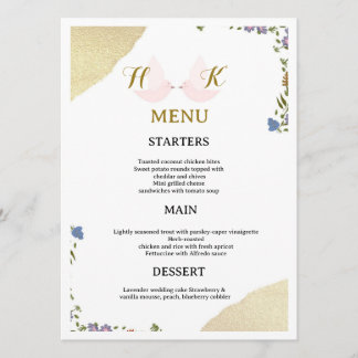 Elegant Floral Wedding Menu Card Meny