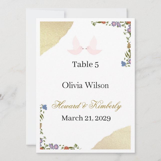 Elegant Floral Wedding Place Card (Framsida)