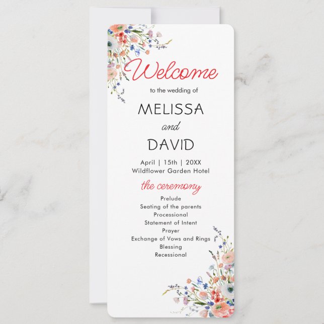 Elegant Floral Wedding Program (Framsida)
