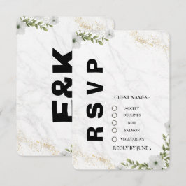 Elegant Floral Wedding RSVP Card  OSA Kort