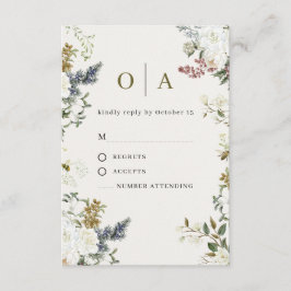 Elegant Floral Wedding RSVP Card | Watercolor  OSA Kort