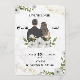 Elegant Floral Wedding Save the Date Card  Spara Datumet