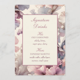 Elegant Floral Wedding Signature Drinks Bar Menu Meny