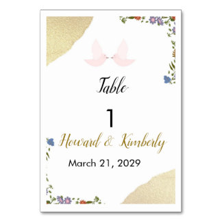 Elegant Floral Wedding Table Number Bordsnummer