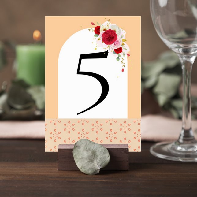 Elegant Floral Wedding Table Number Card Bordsnummer (Skapare uppladdad)
